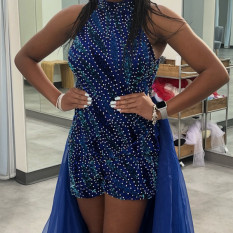 Blue/Green Ashley Lauren Beaded Romper
