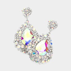Large Crystal Earrings on Silver | Pageant Chunky Earrings