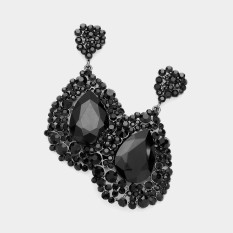 Large Crystal Earrings on Silver | Pageant Chunky Earrings