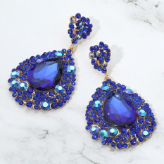 Large Crystal Earrings on Silver | Pageant Chunky Earrings