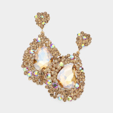 Large Crystal Earrings on Silver | Pageant Chunky Earrings