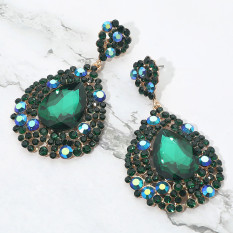 Large Crystal Earrings on Silver | Pageant Chunky Earrings