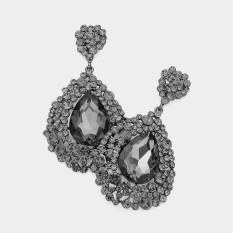 Large Crystal Earrings on Silver | Pageant Chunky Earrings