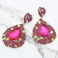Large Crystal Earrings on Silver | Pageant Chunky Earrings