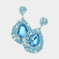 Large Crystal Earrings on Silver | Pageant Chunky Earrings