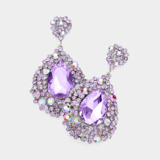 Large Crystal Earrings on Silver | Pageant Chunky Earrings