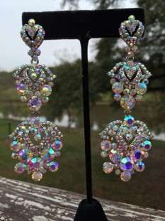 Crystal Rhinestone Chandelier Pageant Earrings