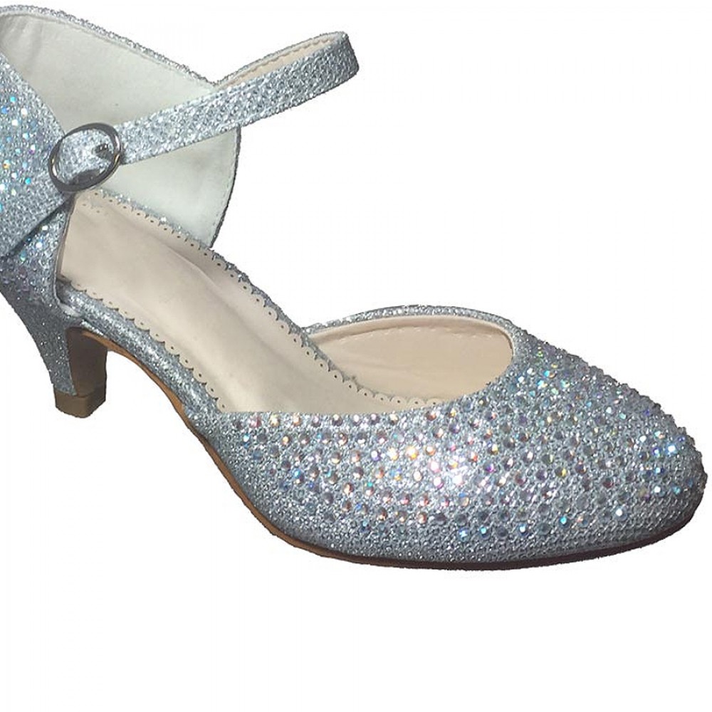 silver high heels kids
