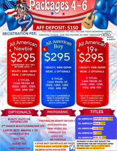 'America's Fabulous Faces' (AFF) 2025, June 27-29, Lexington, KY Basic Entry Fee (experienced contestants)