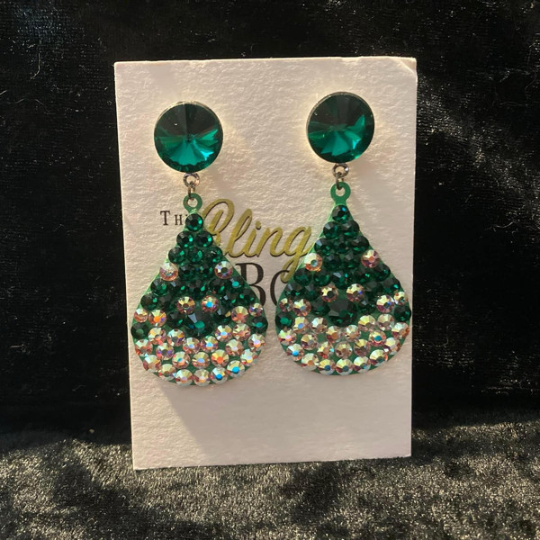 The Bling Boss Green Earrings