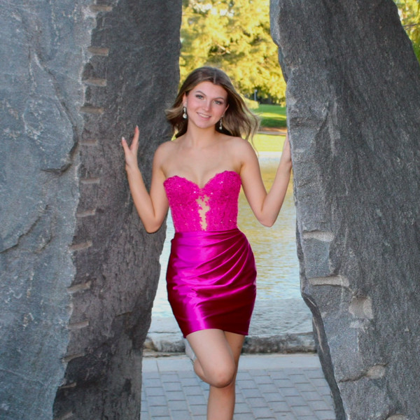 Sherri Hill Magenta Strapless Dress