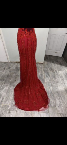 Red Rachel Allan Couture Gown