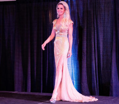 Jovani gold liquid beaded gown
