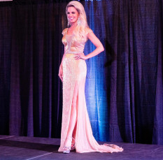Jovani gold liquid beaded gown