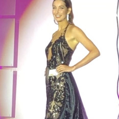 Custom Couture Black Lace Miss OK Dress with over skirt