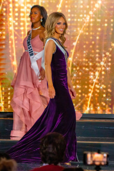 Purple Velvet Cutout High Slit Evening Gown