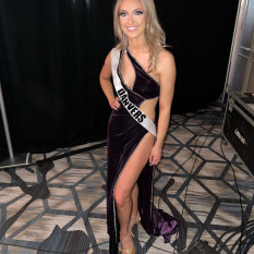 Purple Velvet Cutout High Slit Evening Gown