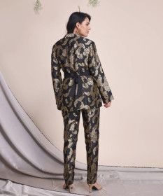 Suit women Black Jacquard Ethnic Motif Brocade Woven design festive and party co ord