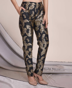 Suit women Black Jacquard Ethnic Motif Brocade Woven design festive and party co ord