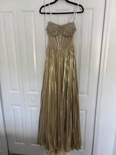 Gold teen/miss/mrs Rachel Allen gown size 0
