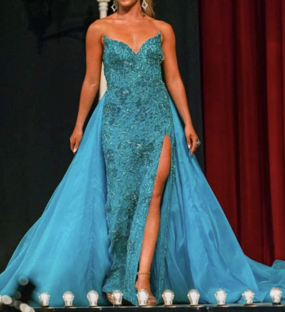 Sherri Hill Custom blue zircon gown