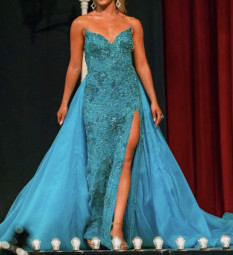 Sherri Hill Custom blue zircon gown