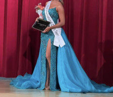 Sherri Hill Custom blue zircon gown