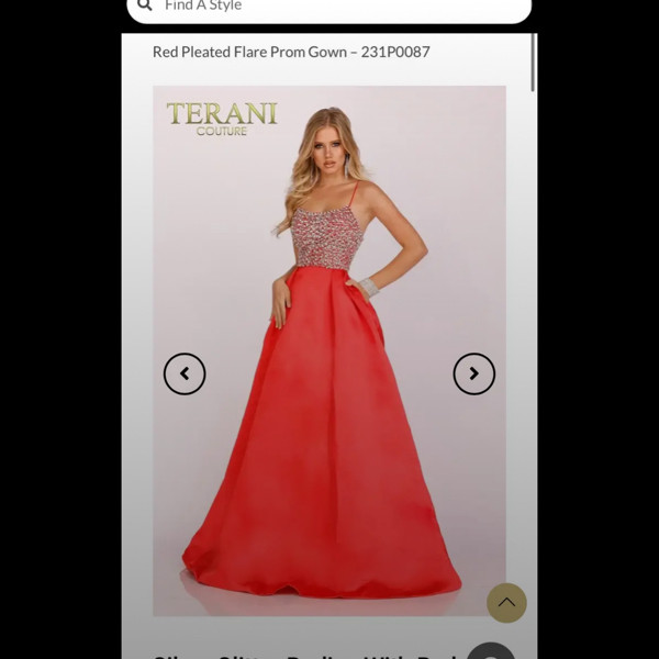 Terrani Couture Red Pleated flare Ball Gown