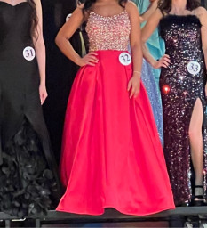 Terrani Couture Red Pleated flare Ball Gown