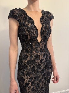 Sherri Hill Custom Beaded Black Gown