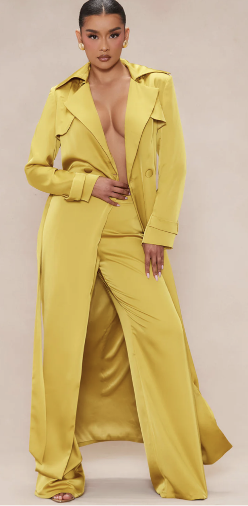 Blazer and Pants Chartreuse Set by Fashion Nova Luxe