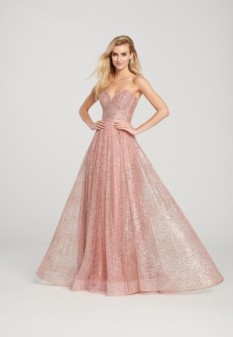 Strapless sparkle dress with overskirt by Ellie Wilde