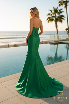 Straight Neck Mikado Mermaid Gown with Central Cutout - 261P6075