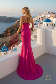 Straight Neck Mikado Mermaid Gown with Central Cutout - 261P6075