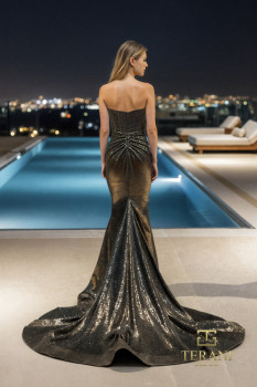  Sweetheart Sequin Jersey Mermaid Gown with Slit - 261P6160