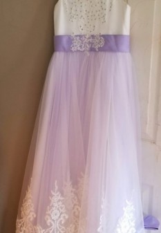 Purple/cream kids pageant dress