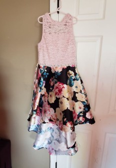 Pink floral high low pageant dress