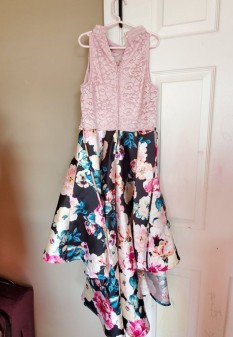 Pink floral high low pageant dress