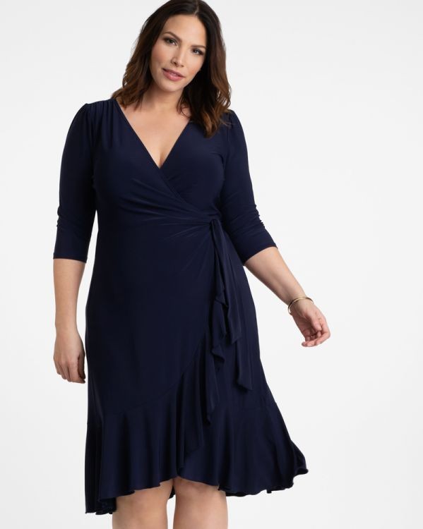 Shop - Whimsy Wrap Dress in Navy Blue - Pageant Planet