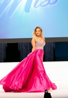  Fuchsia MacDuggal pageant line Dress with overskirt