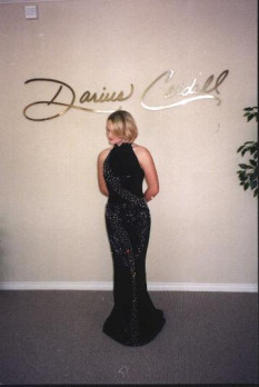 Liquid Beaded (SLB) black Halter Pageant Gown