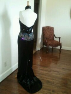 Liquid Beaded (SLB) black Halter Pageant Gown