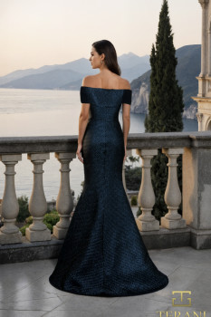  Sweetheart Metallic Jacquard Mermaid Gown with Cap Sleeves - 261M6449
