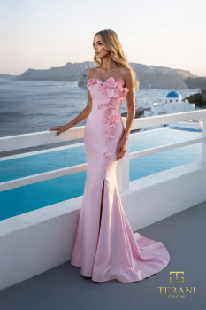  Straight Neck Mikado Trumpet Gown with Slit - 261E6670