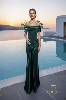 Off-Shoulder Crepe Back Satin Mermaid Gown - 261E6235