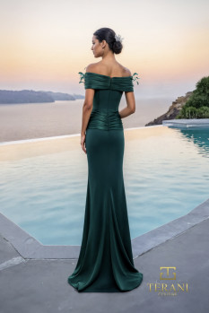 Off-Shoulder Crepe Back Satin Mermaid Gown - 261E6235
