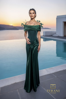 Off-Shoulder Crepe Back Satin Mermaid Gown - 261E6235