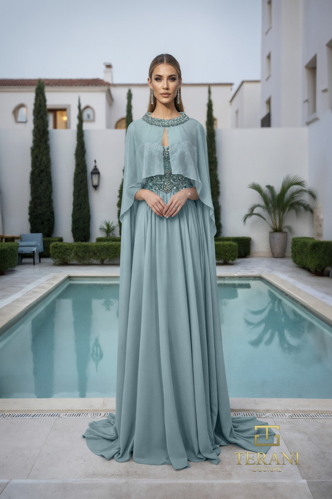 Sweetheart Chiffon A-Line Gown with Cape - 261M6402