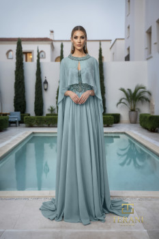Sweetheart Chiffon A-Line Gown with Cape - 261M6402