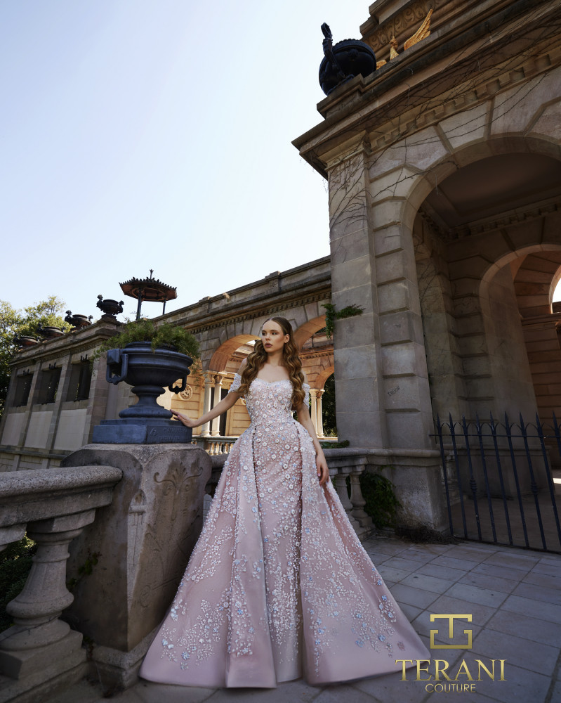 Off-Shoulder Beaded Tulle Ballgown - 261GL6659